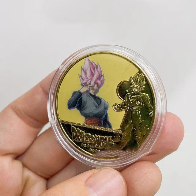 Dragon Ball Gold Plated Gold Coin Son Goku Vegeta Commemorative Coins Children Classic Anime Peripherals Collection Toy Souvenir