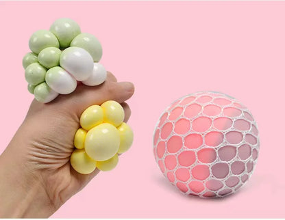 6CM Hand Squeezed Tri Color Flour Grape Tennis Ball Decompression Toy TPR Sticky Slow Rebound Adult Pressure Ball Children Gift