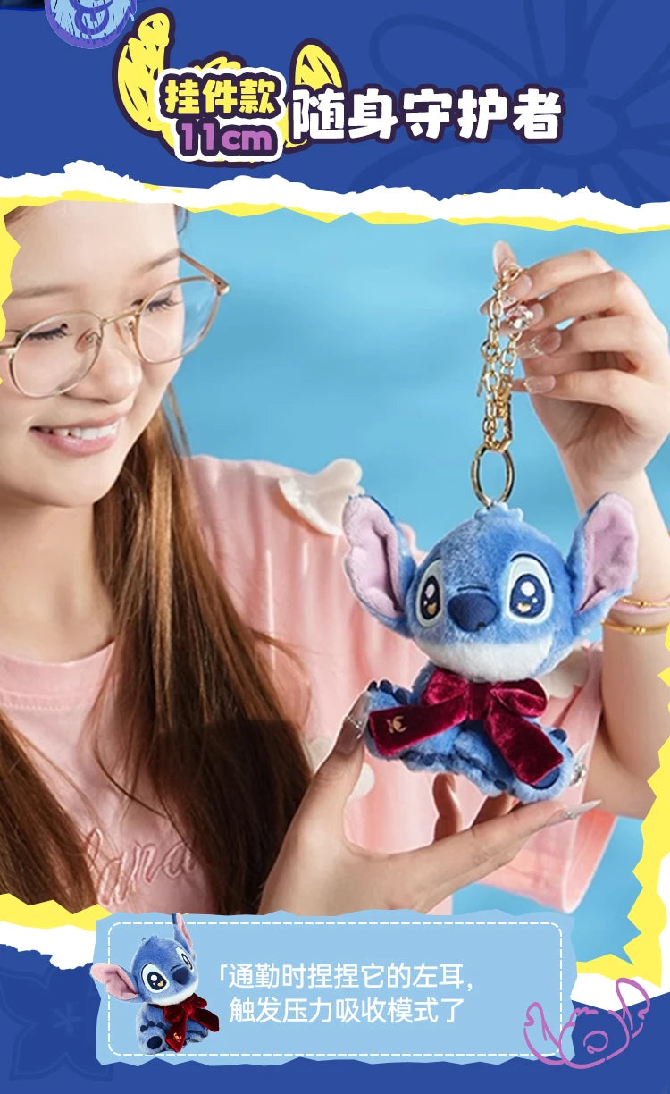 100% Genuine Disney Stitch Scrump Angel Cartoon Blue Stitch Plush Toy Authorized Doll Stich Cute Birthday Gift High Quality