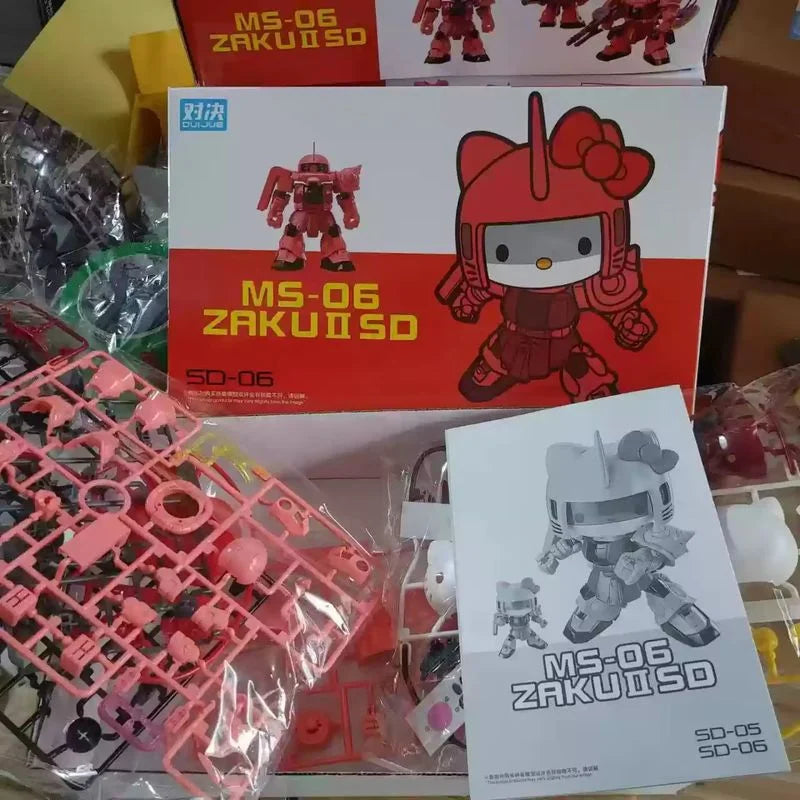 In Stock Hello Kitty 1/144 Scale Cute Cat Collection Assembly Model Kit Action Figure Collectible Toy For Decoration