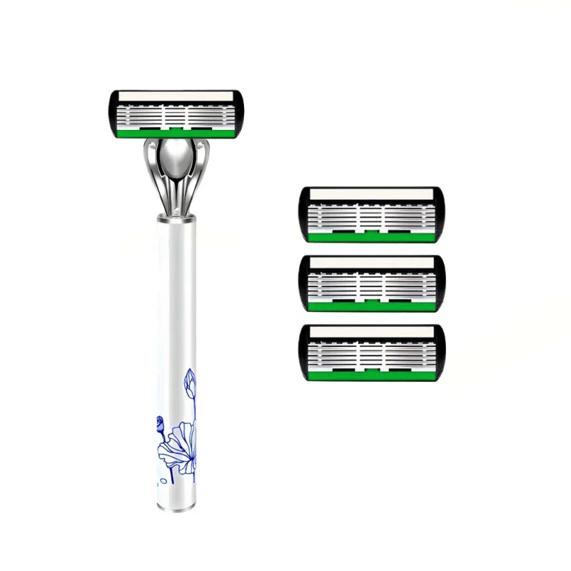 High Quality Men Safety Razor 6-Layer Germany Stainless Steel Shaving Blades Manual Shaver Replacing Cutter Head