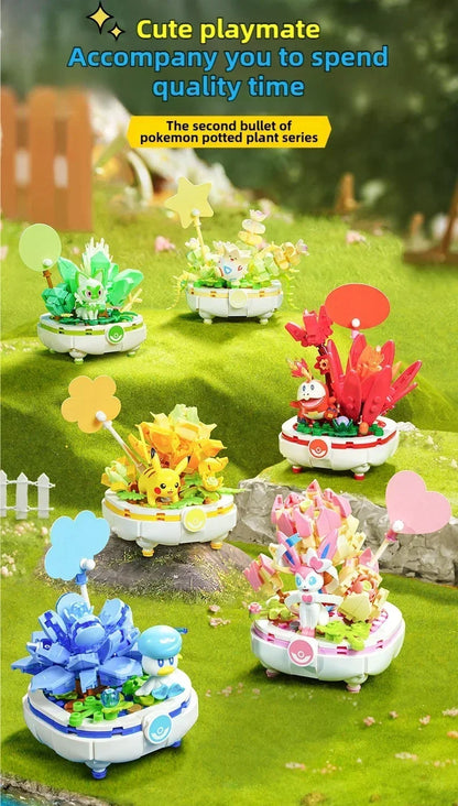 Pokémon Series Building Blocks Pikachu Psyduck Pogaman Cartoon Scene Model Bricks Collection Ornaments DIY Toys Holiday Gifts