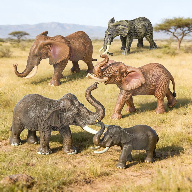 Oenux African Wild Animals Elephant Model Simulation Big Mammoth Action Figures Figurine PVC Educational Toy For Kids Gift