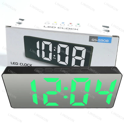Latest Digital Clock LED Alarm Clock Bedroom Electronic Desktop Clock With Temperature Display Adjustable Brightness 12/24 Hours