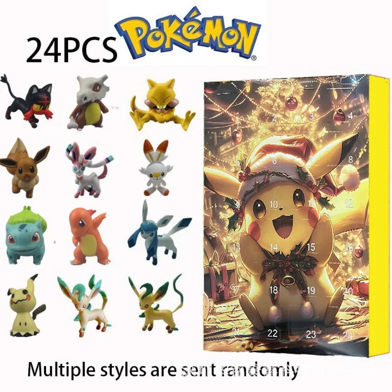 24PCS/Set Pokemon Christmas Advent Calendar Cute Pikachu Charizard PVC Small Anime Figure Surprise Box Birthday Halloween Gift