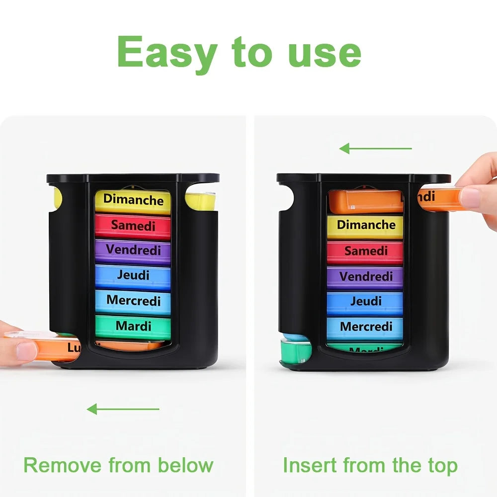 4-Compartment Weekly Pill Organizer - Morning, Noon, Evening, Night Pill Box for Easy Supplement Management