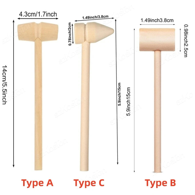 20/10/5 Pcs Mini Wooden Hammer Mallet Cake Demold Tool Jewelry Making Crab Lobster Seafood Crackers Balls Toy Kid Pounding