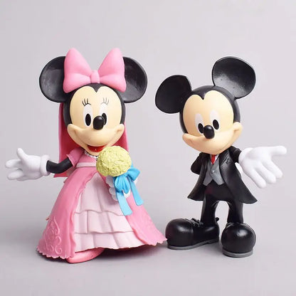 2 pcs/set Disney Action Figures Toys Mickey  Minne Model Toy  Wedding Doll gift
