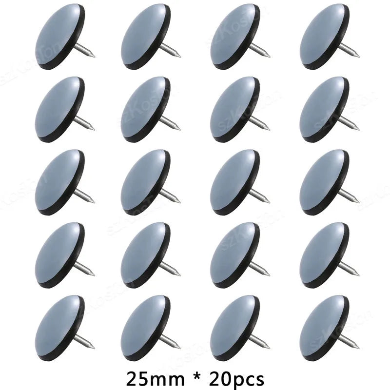 20Pcs 19/22/25/30/38mm Table Chair Foot Sliders Round Furniture Legs Pads With Nails Cabinet Sofa Glides Floor Protectors Slider
