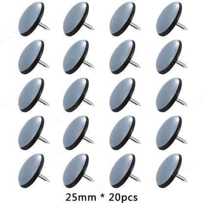 20Pcs 19/22/25/30/38mm Table Chair Foot Sliders Round Furniture Legs Pads With Nails Cabinet Sofa Glides Floor Protectors Slider