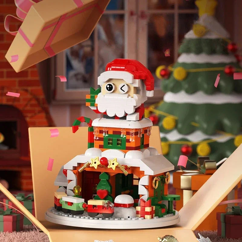 Christmas Gifts Micro Building Block Series Santa Claus Reindeer Puzzle Assembling Bricks Table Decoration Toys Children Kids