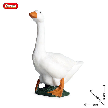 Oenux Poultry Model Simulation Goose Swan Gaggle Duck Flock Action Figures Farm Animals Figurine Miniature Education Kids Toy
