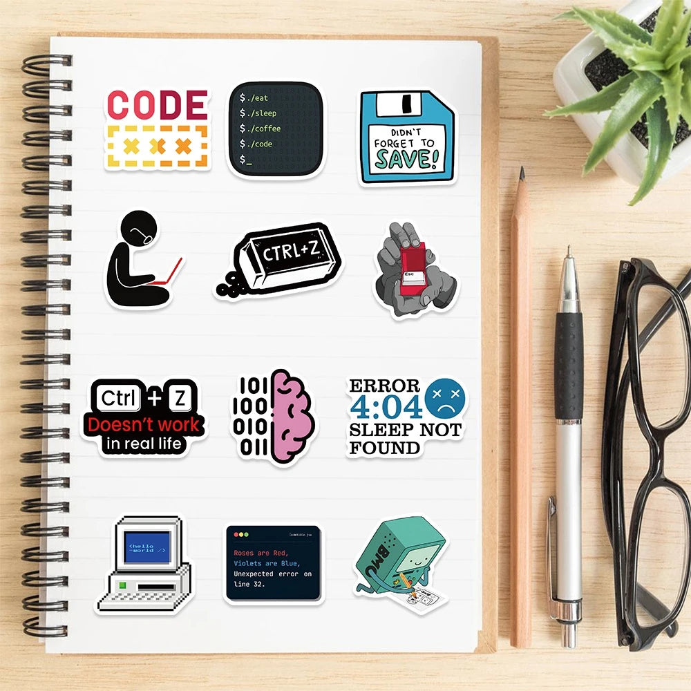 50PCS Cool Engineer Programming Network Coding Hacker Meme Stickers Vinyl DIY Computer Laptop Motorcycle Helmet Car Sticker