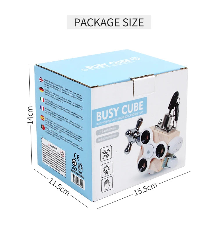 Montessori Kids Busy Cube Board Educational Toys Children Hand Grasping Ability Training Lock Learning Toys For Toddler Gifts