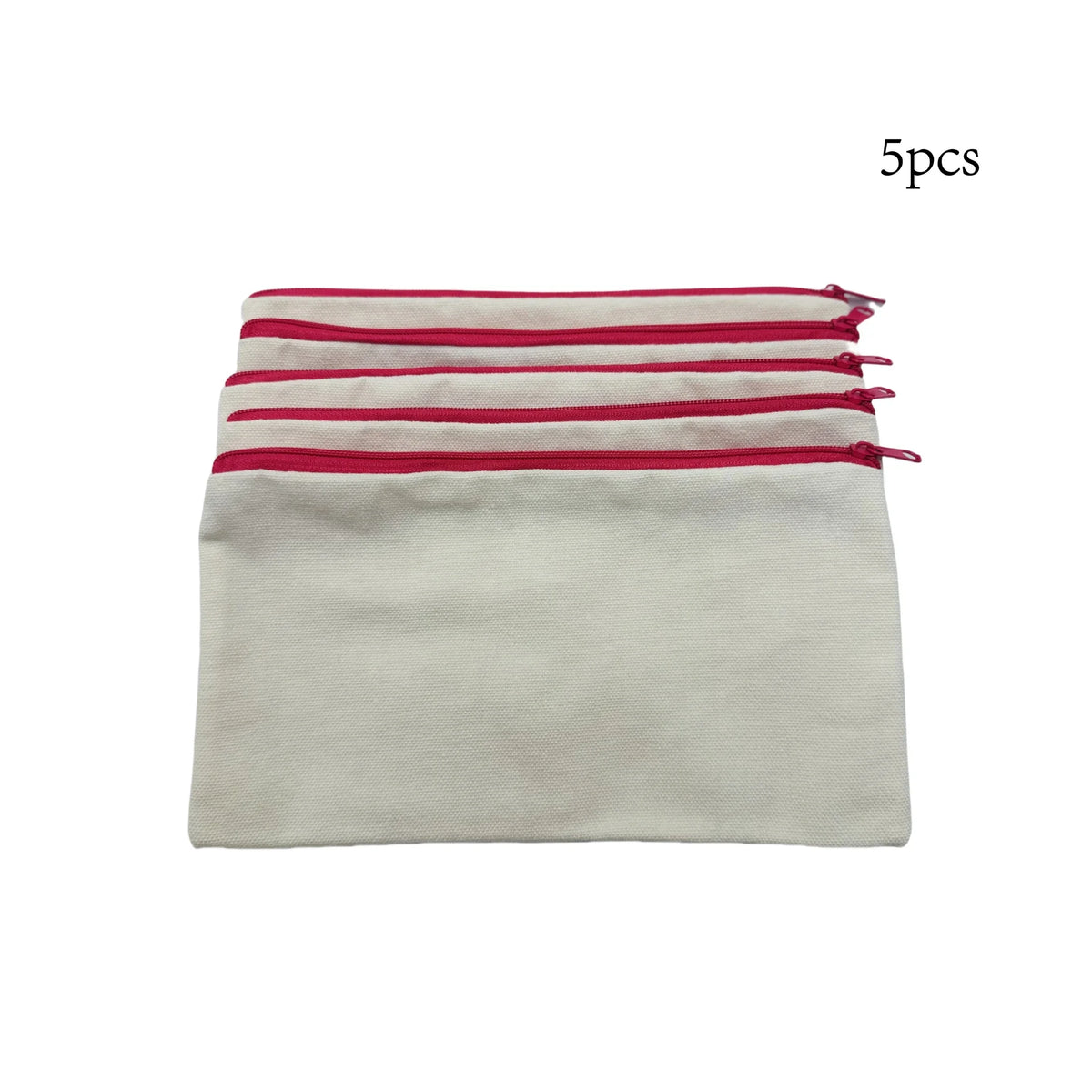 5pcs Blank Canvas Zipper Pouch Bulk, Makeup Bag Pencil Case For Cosmetic & DIY Crafts, Independence Day