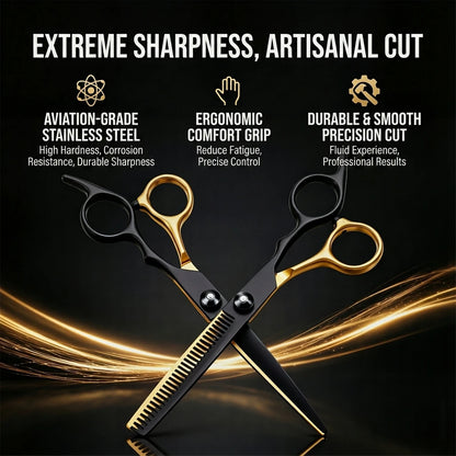 Hair Cutting Scissors Set Barber Shears Kit with Comb Razor Clip Bag Stainless Steel Thinning Scissors Home Salon Beginners 1001