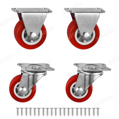 4Pcs/lot 1-2inch Furniture Caster PVC Red Universal Wheel Swivel Caster Roller Wheel For Platform Trolley Accessory