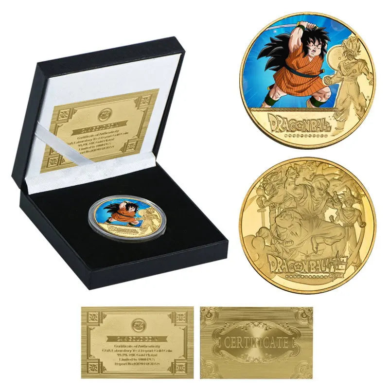 Dragon Ball Gold Plated Gold Coin Son Goku Vegeta Commemorative Coins Children Classic Anime Peripherals Collection Toy Souvenir