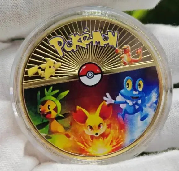 Anime Gold Plated Gold Coin Game Commemorative Coin Pikachu Mewtwo Charizard Gold Coin Game Collection childrens gift