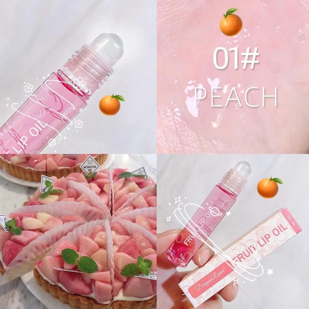 6 Colors Roll-on Fruit Essence Lip Balm Lip Oil Lip Moisturizing Mirror Primer Lip Lipstick Hydrating random Gloss Transparent