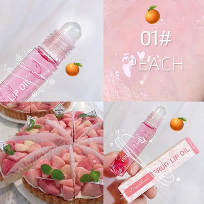 6 Colors Roll-on Fruit Essence Lip Balm Lip Oil Lip Moisturizing Mirror Primer Lip Lipstick Hydrating random Gloss Transparent