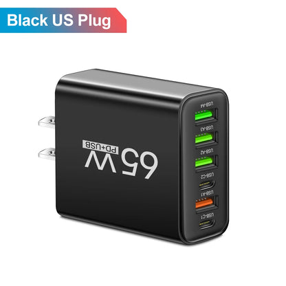 USB Charger 65W Mobile Phone Charger Fast Charging For Xiaomi Samsung Huawei P70 Travel Charger Adaptor For iPhone Quick Charger