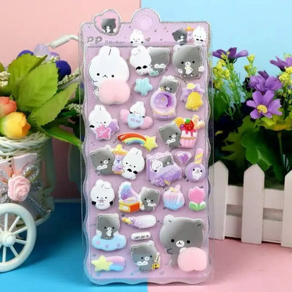 1 Sheet 3D Cute Animal Butt Stickers, Stress Relief Puffy Squishy Sticker for DIY Scrapbook Guitar Phone Case Laptop Decal
