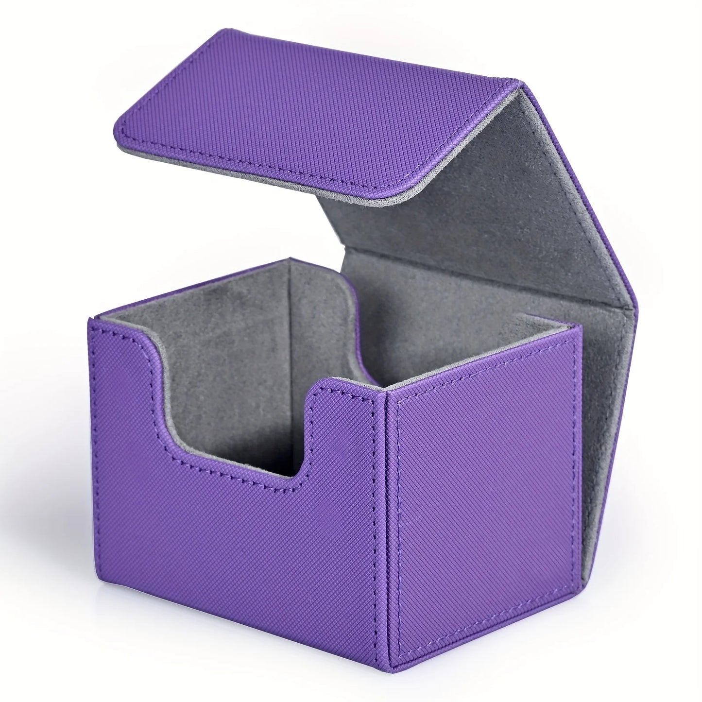Card Deck Box , Card Storage Box Fits 100 single  Sleeved Cards, PU Leather Strong Magnet Card Deck Case for TCG Cards