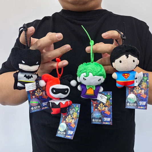 9cm Batman Superman Plush Keychain DC Justice League 9cm Harley Quinn Joker Cute Cartoon Movie Dolls Creative Christmas Gifts