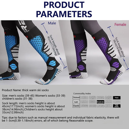 GTUBIKE New Winter Warm Ski Socks Anti-slip Thickened Compression Snowboard Socks Thermal Moisture-wicking Knee High Socks