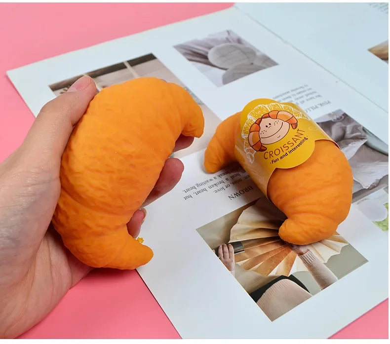 Fun Realistic Croissant Toy Pinch Squeeze Relief Squishy Stress Cute Lazy Stress Ball Funny Stress Relief Fidget Toy
