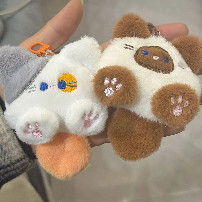 Cute Long Tail Cat Plush Keychain Cartoon Pendant with Lobster Clasp Soft Bag Charm Valentine Gift
