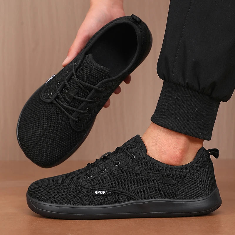 Men's Shoes Sneakers Wide Toe Barefoot Casual Wide Last Fashionable Canvas Black Flat Board Shoes Breathable Mesh Men's Shoes