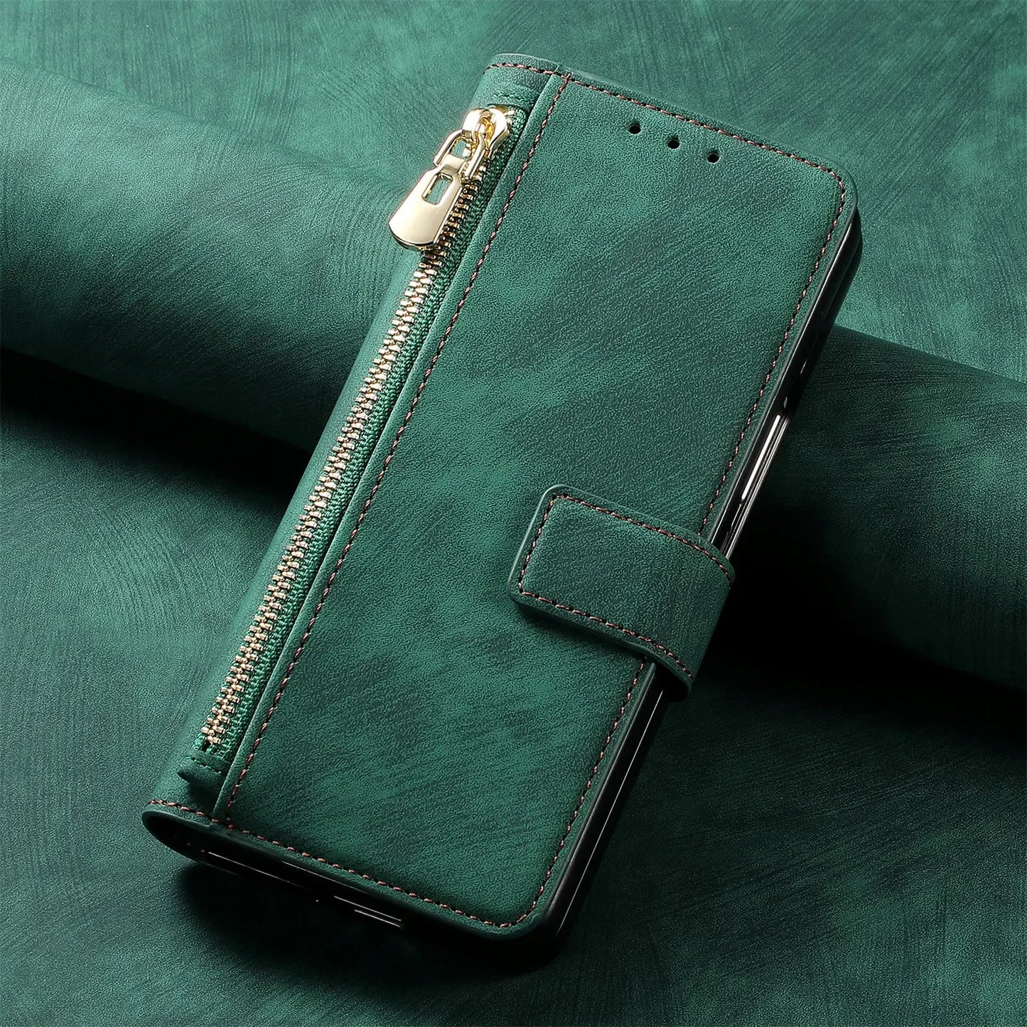 2 in 1 Magnetic Zipper Cards Solt Wallet Leather Case For Samsung Galaxy Z Fold 8 ultra 7 6 5  Wireless Charging Bag Purse Cover