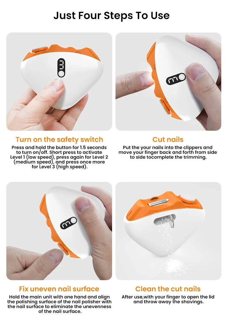 Automatic Electric Nail Trimmer & Polisher with LED Light - Safe Nail Care for Adults & Babies