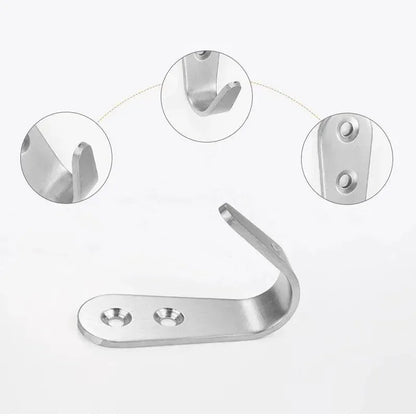 5pcs stainless steel hooks, Clothes hooks, wall-mounted J-shaped hooks, for hanging coats, hats, bathrobes, towel etc