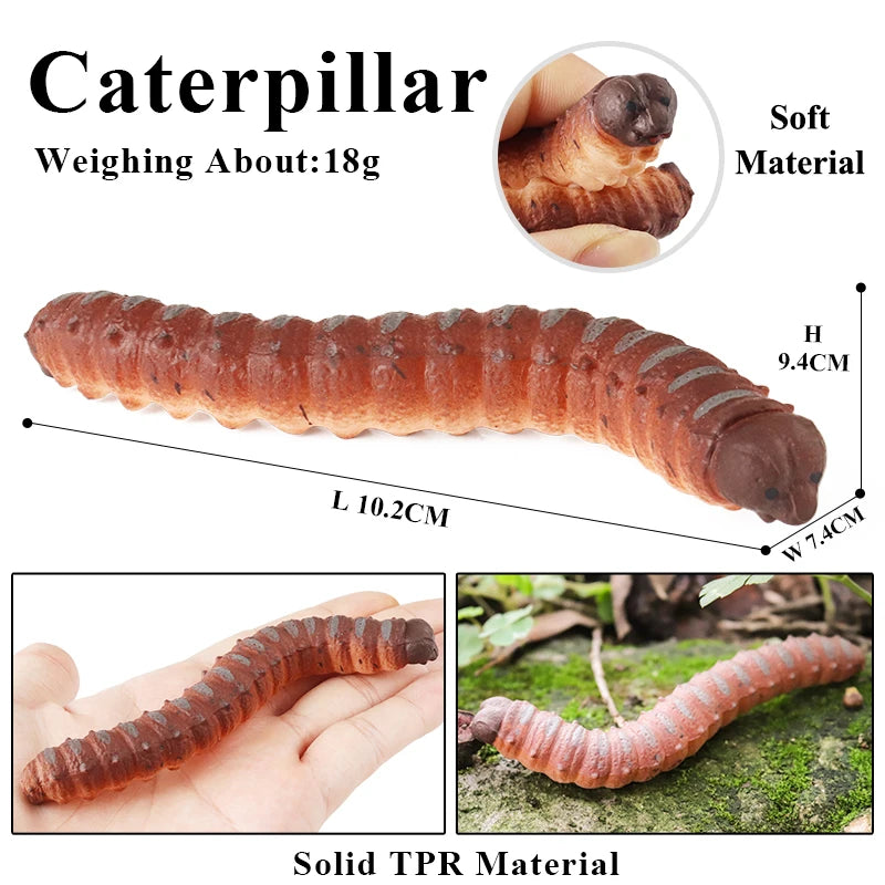Oenux Soft Wild Insect Animal Model Caterpillar Lizard Snake Chameleon Gekko Action Figures TPR Halloween Trick Toy Kid Gift
