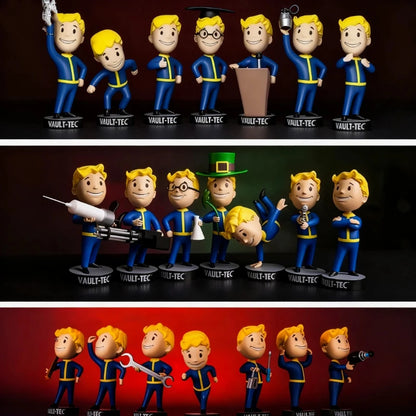 Bobblehead Cute Vault Boy Full Set Anime Action Figure Toys Statue Collection Model Doll  Desktop Ornament Display Toys Gifts