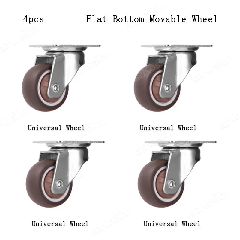 4pcs 1 1.25 1.5 2 Inch Furniture Caster Soft Rubber Universal Wheel Swivel Caster Roller Wheel For Platform Trolley Accessories