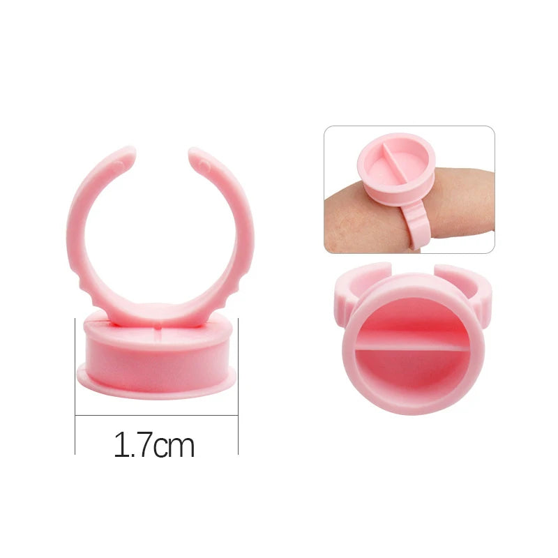 AILEISHI 100Pcs Disposable Eyelash Glue Fan Cup Rings Holder Container Tattoo Pigment Eyelash Extension Tools Lash Supplies