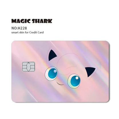 Magic Shark Holographic Laser Mewtwo Snorlax Pikachu Gengar Credit Debit Bank Film Skin Sticker Front Cover