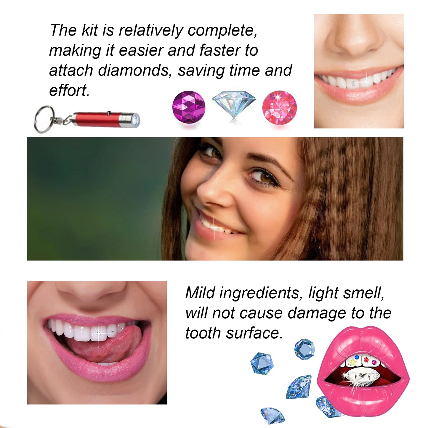 Tooth Gem Glue Dental Adhesive for Tooth Gems Diamond Kit Glue Teeth Crystal Jewelry Sturdy Tooth Jewelry Orthodontic Gel 7/10ml