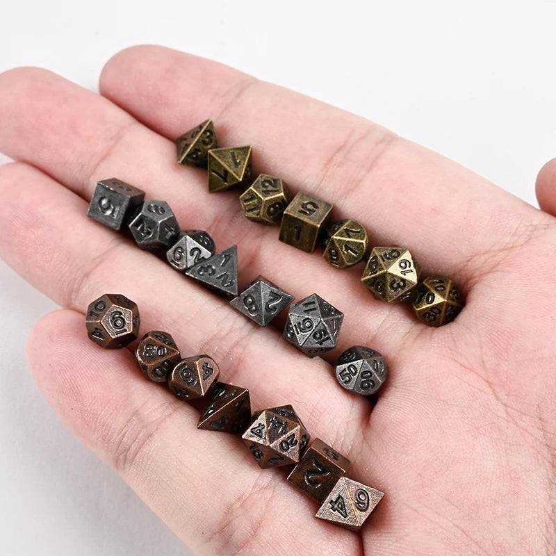 7pcs DND Mini Dice with Pocket Watch Case Set Portable Polyhedron Metal Dice Perfect for Dungeons&Dragons,Table RPG