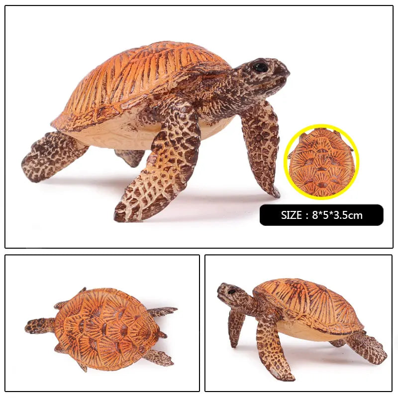 Oenux Ocean Animals  Leatherback Tortoise Turtle Growth Cycle Sea Life Model Figurines Action Figures PVC Education Kid Toy Gift