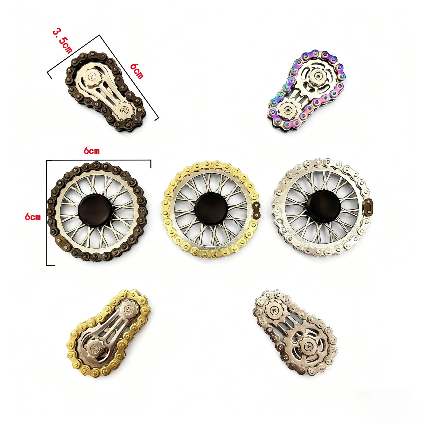 Metal Sprockets Flywheel Gear Fingertip Gyro Fidgeting Spinner Antistress Anxiety Bike Chains Spinner Fidget Toys for Adult Kids