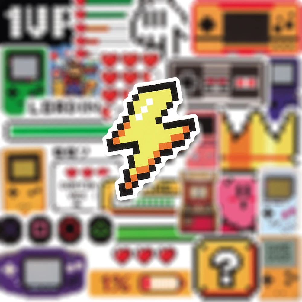 50PCS Classic Gaming Console Cartoon Stickers Retro Nostalgia Decals for Skateboard Car Motorcycle Helmet Graffiti Sticker Toys