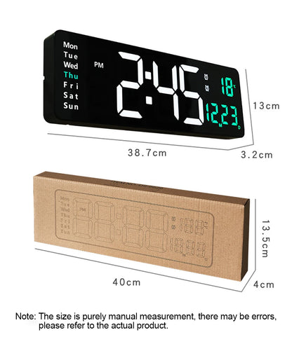 Large Digital Wall Clock Remote Control Temp Date Week Display Power Off Memory Table Clock Wall-mounted Dual Alarms LED Clocks