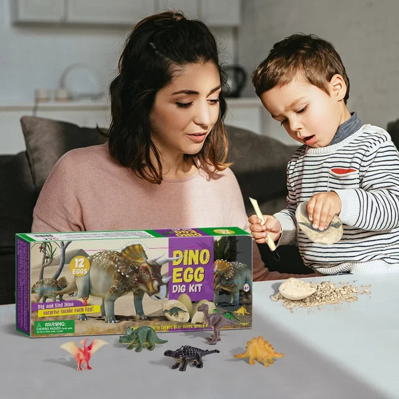 12PCS Archeological Dinosaur Egg Dig Kit Fossil Excavation Toy Teens Adults Scientific DIY Mining Multiplayer Party Favors Gifts