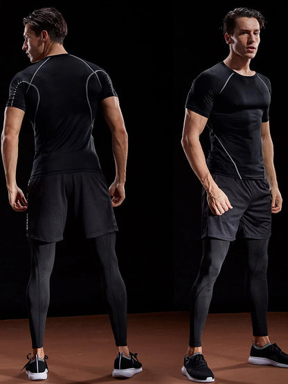 2026 Compression T Shirt Men Summer Sportswear Running T-shirt Elastic Quick Dry Sport Tops Tee Athletic Gym Workout Shirts Men