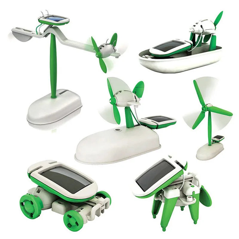 6-In-1 Solar-Power Robot Kit Assembling Ship Fan Windmill Car Toys Scientific Lab DIY Kids Educational Gadgets
